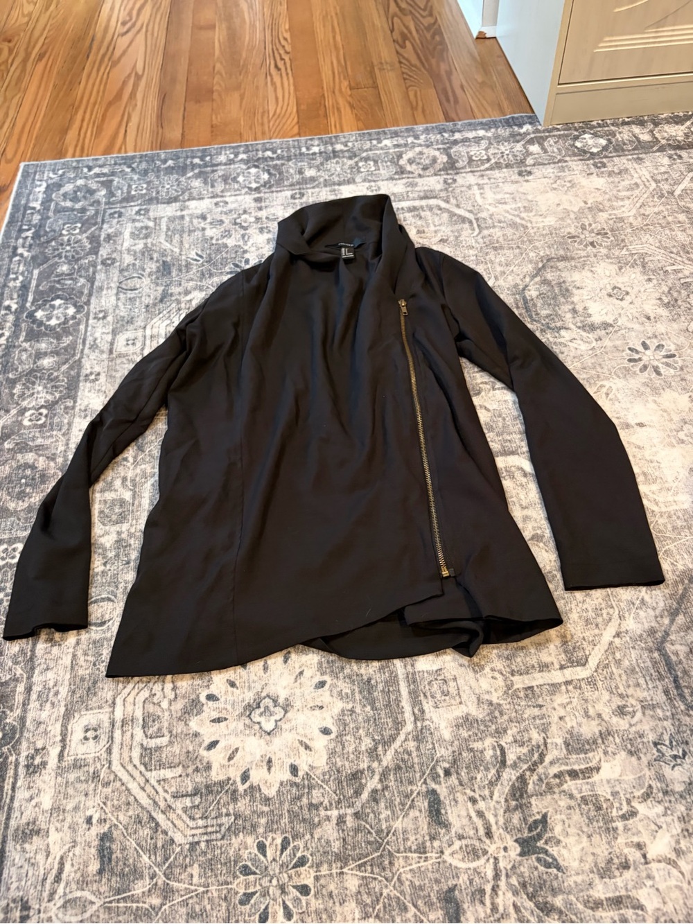 Forever 21 Black Asymmetrical Zip Blazer